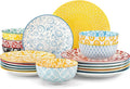 vancasso SELENE Plates and Bowls Set for 6 18 Pieces Dinnerware Sets Mircowave and Dishwasher Safe Dishes Set Porcelain Pastel Dinnerware