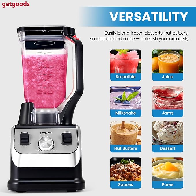 72 Oz Large Blender - 2200W Professional High Speed Commercial Blender Variable Speed Self-Cleaning Dishwasher Safe