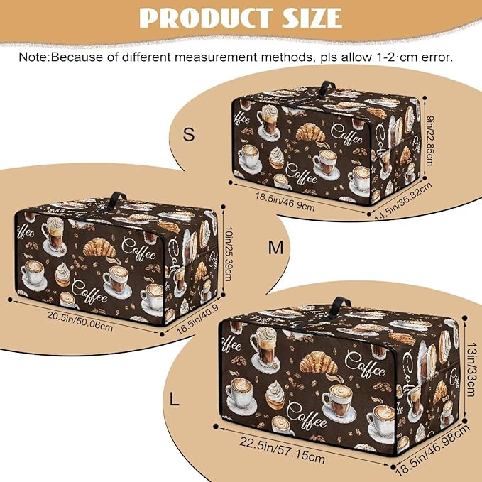 Dustproof Toaster Oven Cover Heat-Resistant Microwave Grill Cover Protector Faux Linen Polyester Dust Covers Case Protections for Toaster Oven Coffee Croissant