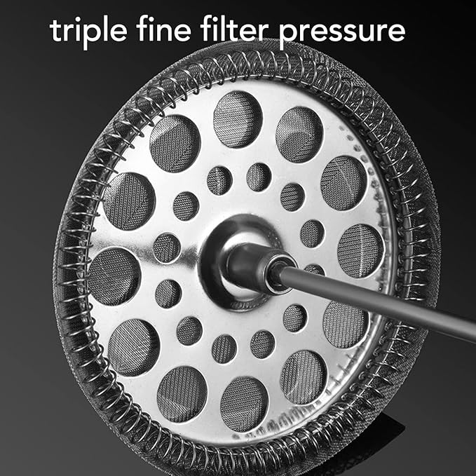 Fockety French Press Coffee Maker 304 Stainless Steel Triple Fine Filter Pressure Insulated Double Layer Heat Preservation Coffee Press for Camping Travel (1000ml)