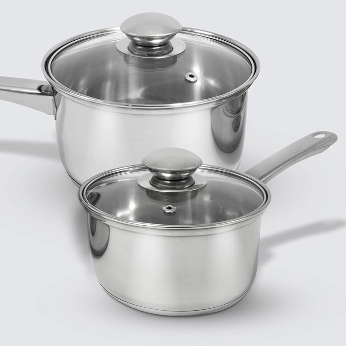 EXCELSTEEL w/Encapsulated Base &amp Tools Versatile for Any Kitchen Stainless Cookware Set 10 Pc