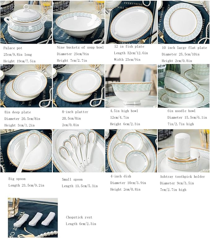 Elegant Dinnerware Set Dinner Plates Bowls Set Dish And Bowl Set58-Piece Set Chinese Ceramic Dishes Household Kitchen Plate And Bowl Set