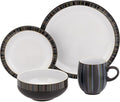 Denby 12048750 16-Piece Stoneware Jet Stripes Starter Set Black