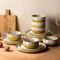 TheTerra Ceramic Dinnerware Sets for 6 18 Pieces Handmade Reactive Glaze Plates and Bowls Set Scratch Resistant Dish Set Oven &amp Microwave &amp Dishwasher Safe Autumn Haze