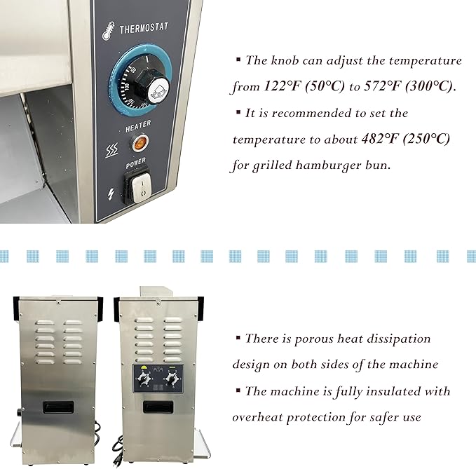 Vertical Commercial Burger Machine Hamburger Bun Toaster Chain Toaster for Restaurants Bakery Cafeteria Diner Chain Type Automatic Adjustable 2000W