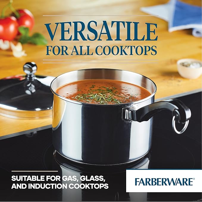 Farberware Classic Stainless Steel Sauce Pan/Saucepan with Lid 3 Quart Silver