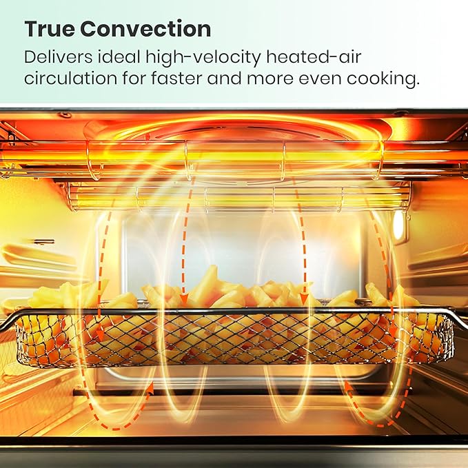 VAL CUCINA Retro Style Infrared Heating Air Fryer Toaster Oven Extra Large Countertop Convection Oven 10-in-1 Combo 6-Slice Toast Enamel Baking Pan Easy Clean with Recipe Book Green Color