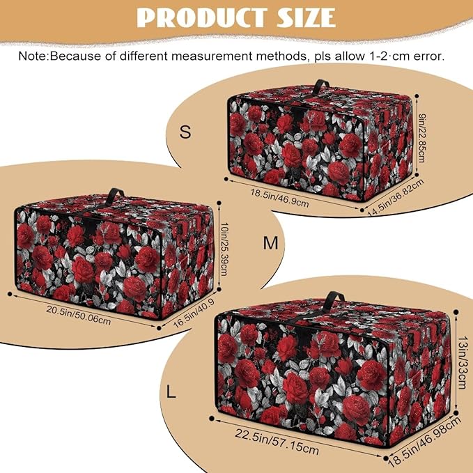 Doojoayie Waterproof Toaster Oven Cover 8 Slice Bread Machine Cover Universal Fit Small Appliance Dust Protector Simple Style Kitchen Decoration Rose Print