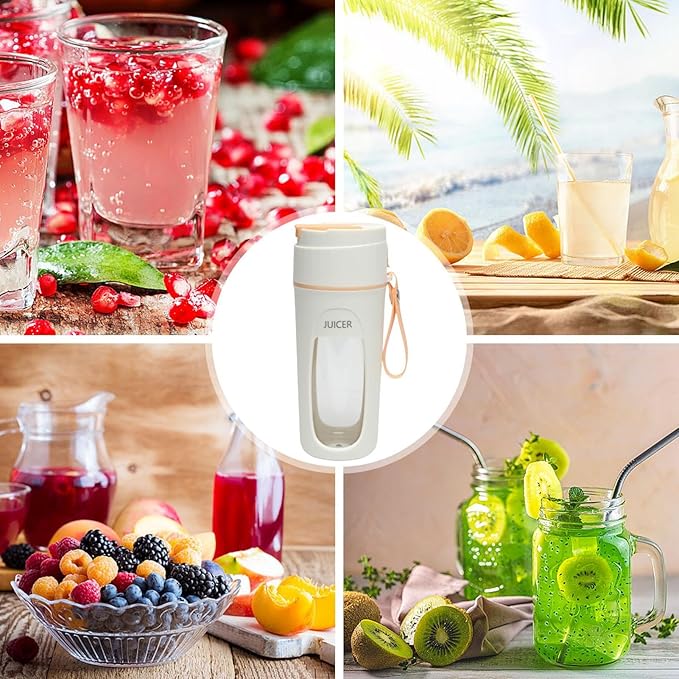 Travel Blender Rechargeable and Waterproof Bottle for Beating Fruits of 340 ml | Rechargeable Blender with 3000 mAh Battery for Drinks Juices Fruit Gym Beach and Camping