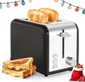 Simple Deluxe 2-Slice Toaster Stainless Steel Toaster 6 Browning Setting and 3 Function Extra Wide Slot &amp Removable Crumb Tray for Bread &amp Waffle Black