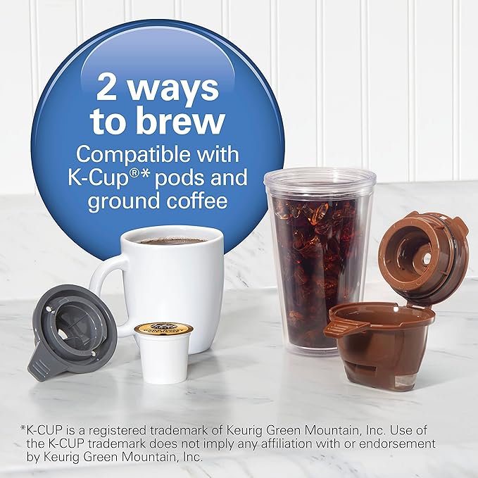 Hamilton Beach Gen 4 FlexBrew Single-Serve Hot &amp Iced Coffee Maker with Removable Reservoir Compatible with Pod Packs and Grounds 50 oz 4 Fast Brewing Options Black