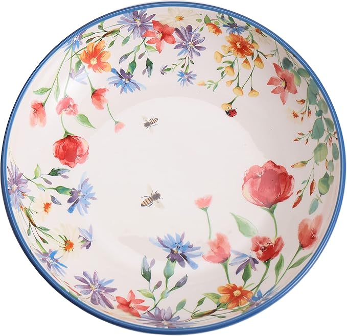 Bico Summer Provence Ceramic 16 pcs Dinnerware Set Service for 4 Inclusive of 11 inch Dinner Plates 8.75 inch Salad Plates 35oz Dinner Bowls and Mugs for Party Microwave &amp Dishwasher Safe