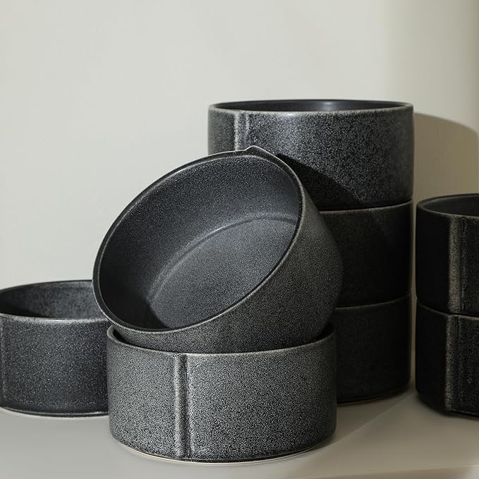 Stone Lain Bao 4-Piece Bowl Set Stoneware Charcoal