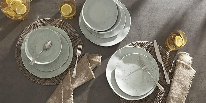Oneida 895952 Terrazzo Melamine Mint 12 Piece Dinnerware Set Lightweight Melamine Material
