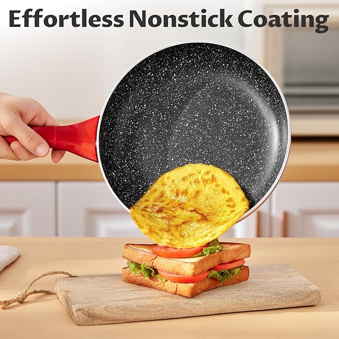BEZIA Nonstick Frying Pans Set 3 Piece Skillets and Frying Pans 9.5 11 10.2 Inch Dishwasher Safe Kitchen Cooking Pan Non Stick Pan for induction cooktop Omelette Egg Pan with Stay Cool Handle