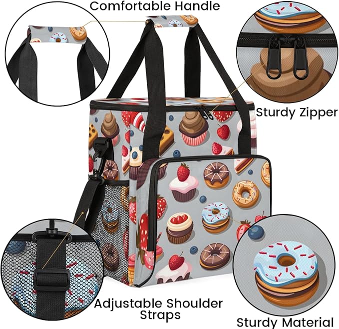 Cake Donut Coffee Maker Travel Bag for Keurig K-Mini/K-Mini Plus Insulated Waterproof Tote with Pockets for K-Cup Portable Single-Serve Brewer Case