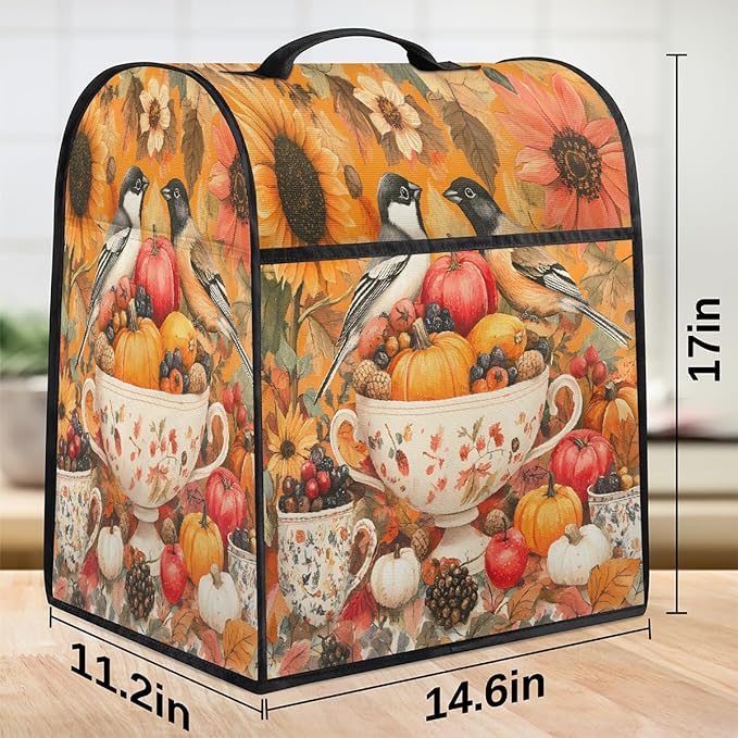 cfpolar Kitchen Aid Mixer Cover Compatible with 6-8 Quarts Sunflower Bird Food Pumpkin Stand Mixer Cover Kitchen Aid Mixers Accessories Appliance Organizer Bag Dust Covers with Zipper Pocket
