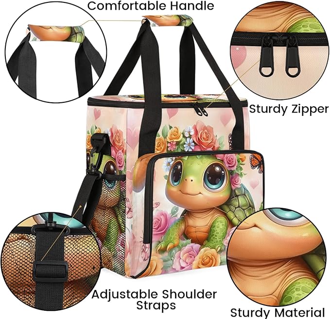 Turtle Coffee Maker Travel Bag Cute Insulated Grocery Bag Travel Picnic Leakproof Cooler Bags With Shoulder Strap