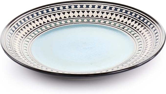 Elama Blue Sage 16 Piece Double Bowl Stoneware Dinnerware Set in Blue