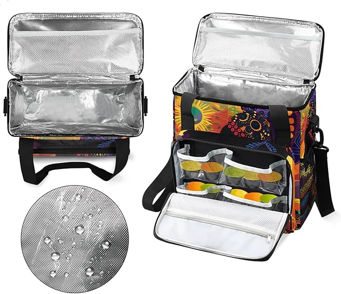 African American Women Travel Coffee Maker Carrying Bag Large Organizer Storage Tote Bag Insulated Reusable Cooler Grocery Bags