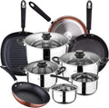 Kitchen Battery 8 Pieces SAN IGNACIO Toledo Stainless Steel with pan Set (20/24/28 cm) and Grill 28 cm SAN IGNACIO Moma in Forged Aluminum