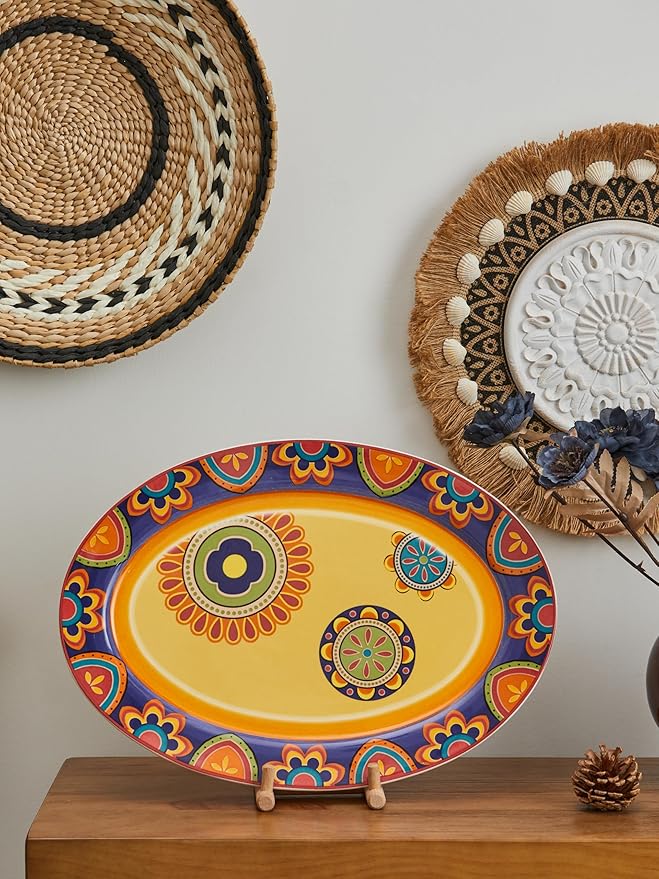 Bico Tunisian Ceramic 16 inch Oval Platter Microwave &amp Dishwasher Safe