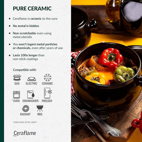 100% Ceramic Non Toxic Healthy Longlasting Lightweight Cookware Set - Oven Safe Up to 1200F Dishwasher Safe - PFAS PTFE PFOA PFOS - Cocoa Brown
