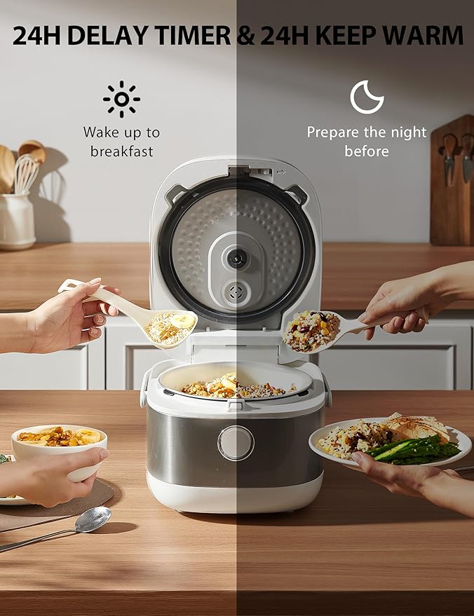 TOSHIBA Induction Heating Rice Cooker - Low Carb Low Sugar Digital Steamer 5.5 Cups (Uncooked) 8 Cooking Functions 24H Timer &amp Auto Keep Warm Silvery white