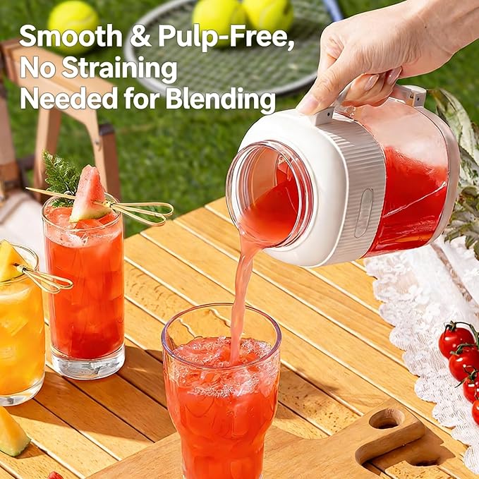 Portable Juicer Blender Electric 700ml Mini Juicer with 80W Power &amp 26 Blades 2 Lids Rechargeable Cup for Smoothies Ideal for Home Office Travel
