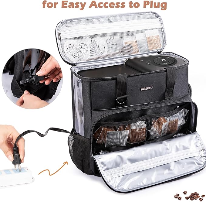 BAGSPRITE Travel Coffee Maker Carrying Case for Keurig K-Mini Plus &amp K-Slim – Portable Single Serve Coffee Machine Storage Bag with Accessories Space Coffe e Maker Travel Bag