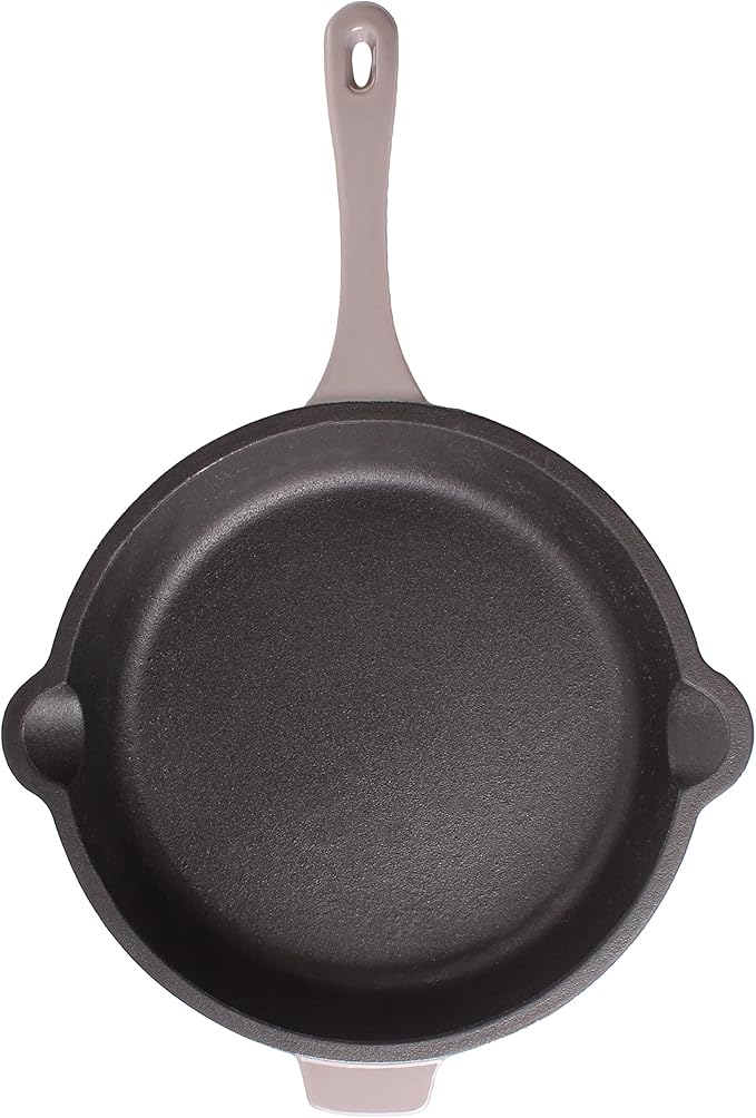 BergHOFF 3Pc Neo Enameled Cast Iron Cookware Set 3qt. Dutch Oven Matching Lid Fry Pan 10 Inches Oven Safe Up To 400°F Oyster