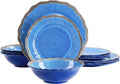 Elama Roma12 Piece Melamine Dinnerware Set Blue