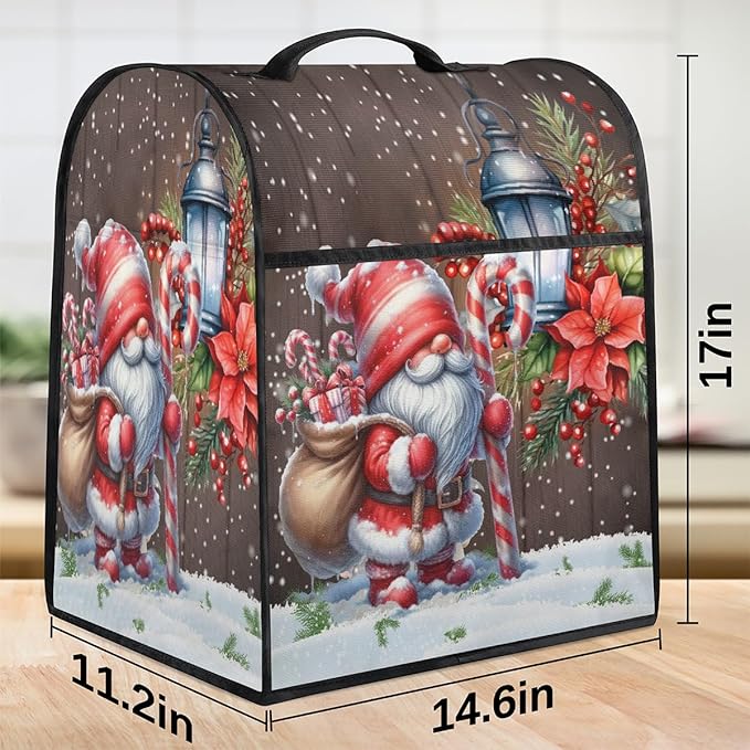 cfpolar Kitchen Aid Mixer Cover Compatible with 6-8 Quarts Christmas Holly Santa Claus Stand Mixer Cover Kitchen Aid Mixers Accessories Appliance Organizer Bag Dust Covers with Zipper Pocket