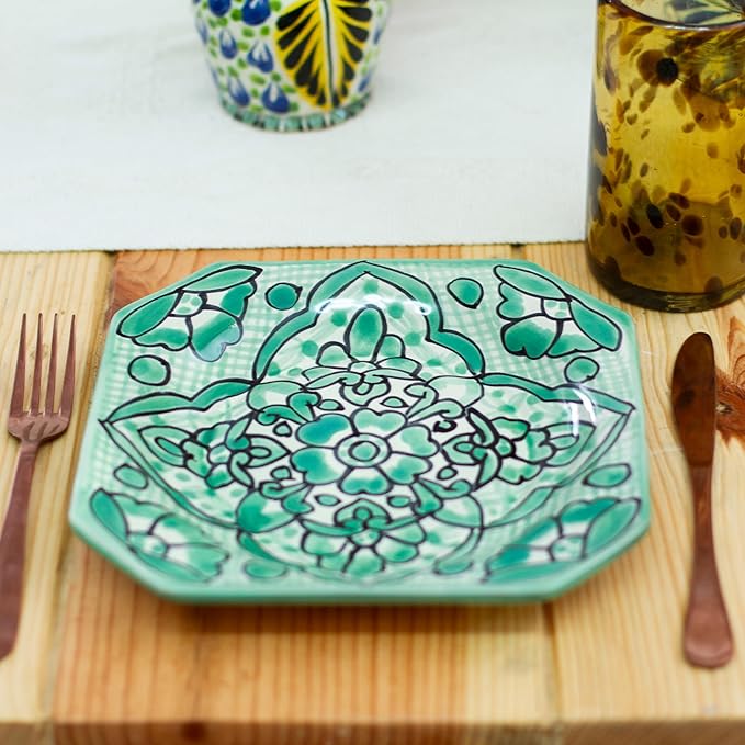 NOVICA Dinner Plates Dinnerware Set From Mexico 'Mexican Blooms'