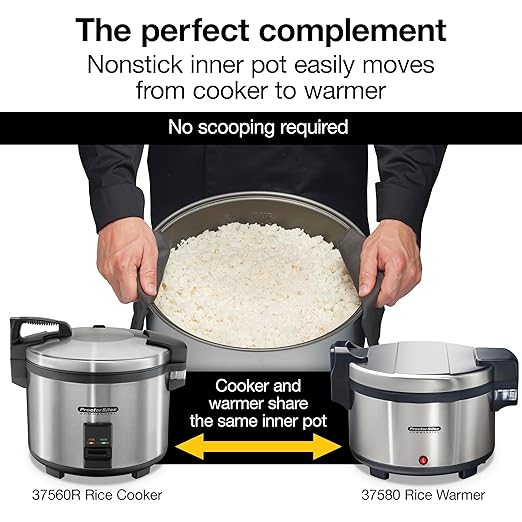 Proctor Silex Commercial 37560R Rice Cooker/Warmer 60 Cups Cooked Rice Capacity Nonstick Inner Pot Hinged Lid Stainless Steel Housing Conforms to NSF