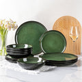 LeRatio Ceramic Dinnerware Sets for 4Wavy Reactive Glaze Stoneware Plates and Bowls SetsHighly Scratch Resistant | Dishwasher &amp MicrowaveOven Safe Dishes Set(12PCS)