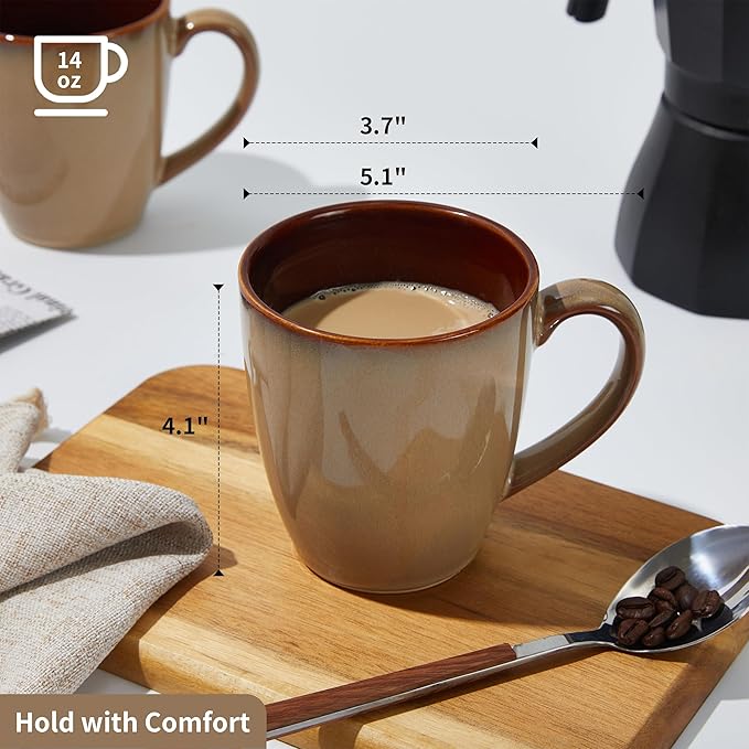 16 Pieces Dinnerware Sets with Mug Set Brown Yellow
