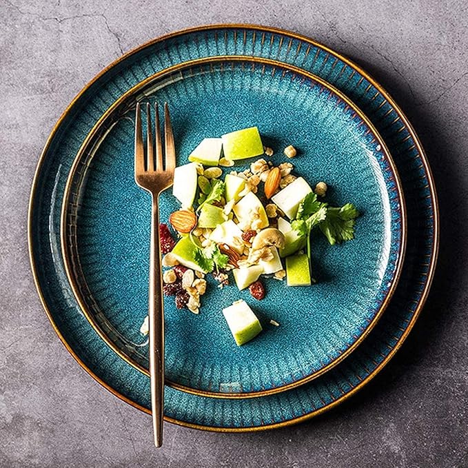 Dinnerware Set Ceramic Dinner Plate Sets Modern Creativity Blue Porcelain Dinner Sets Glaze Stoneware Tableware Set 12 Piece Dinnerware Set Service For 4 People