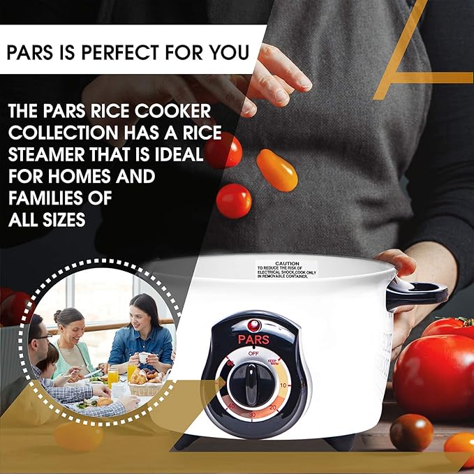 Pars Automatic Persian Rice Cooker - Tahdig Rice Maker Perfect Rice Crust 5 Cup