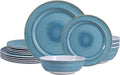 Melamine Dinnerware Sets18 Piece Reactive Glaze like ceramic Dishes Set Service for 6Nonbreakable and Lightweight Kitchen Plate and bowls Set Great for PatioOutdoorsRVCamping