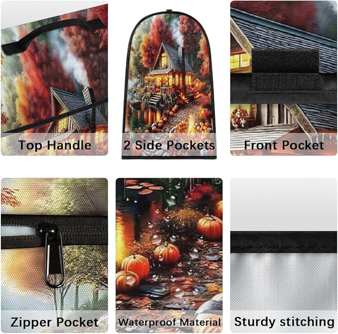 cfpolar Kitchen Aid Mixer Cover Compatible with 6-8 Quarts Autumn Pumpkin Castle Stand Mixer Cover Kitchen Aid Mixers Accessories Appliance Organizer Bag Dust Covers with Zipper Pocket