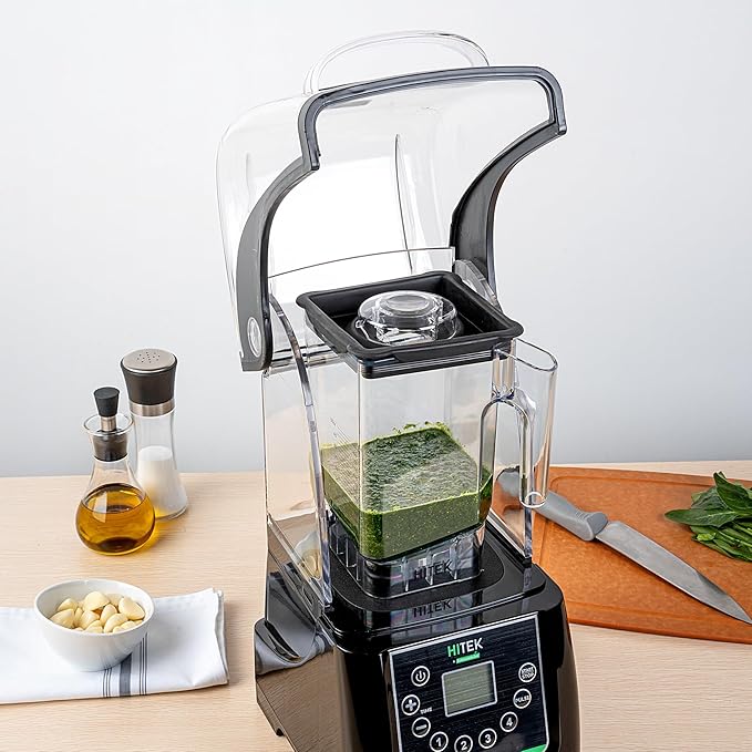 Restaurantware-Hi Tek 3 HP Commercial Blender 1 Variable Speed Heavy-Duty Blender - 48-Ounce Tritan Jar Sound Enclosure White Plastic Industrial Programmable Touchpad