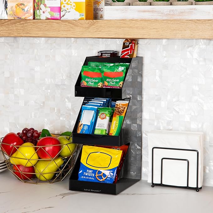 Mind Reader Coffee Tea Utensil and Condiment Station Countertop Organizer Coffee Bar Kitchen 6L x 9W x 16H Black