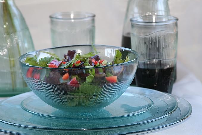 French Home Recycled Glass Birch Dinner Set – Elegant Dinnerware Set for 4 – Includes 4/11 Dinner Plates 4/7 Salad Plates &amp 4/7W x 3H Soup Bowls