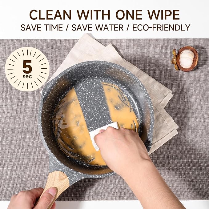 JEETEE Pots and Pans Set Non Stick 23pcs Healthy Kitchen Cookware Sets Induction Cooking Set W/Gray Frying Pans Saucepans Sauté &amp Griddle &amp Crepe Pan (PFOA PFAS Free)
