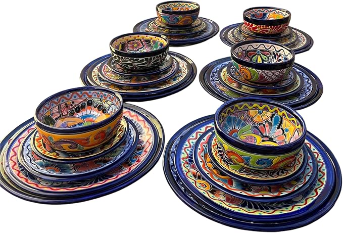 30-Piece Talavera Dinnerware Set | Colorful Tableware (Seats 6)