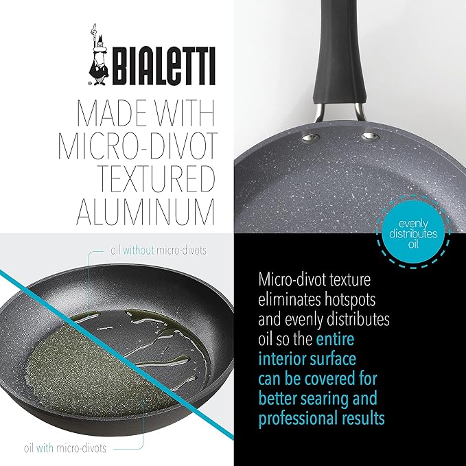 Bialetti Impact Textured Nonstick Oven-Safe 11in Stir Fry Pan Gray