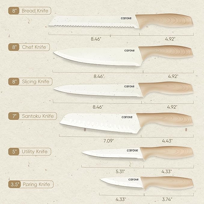 CAROTE 22PCS Cookware Set with Knife Set