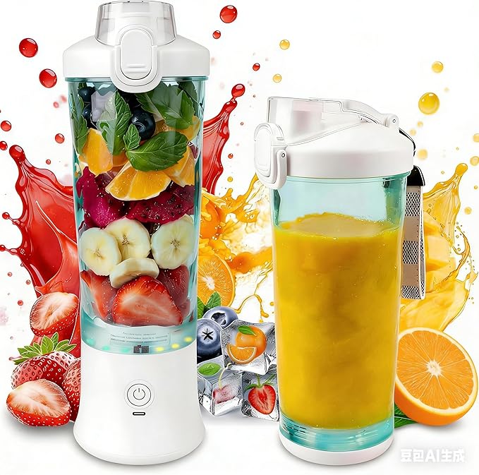 Portable Blender 21 Oz Cordless Personal Smoothie Maker with 6 Blades USB Rechargeable Mini Juicer for Fruit Veggie Ideal for Home Office Gym Travel Camping