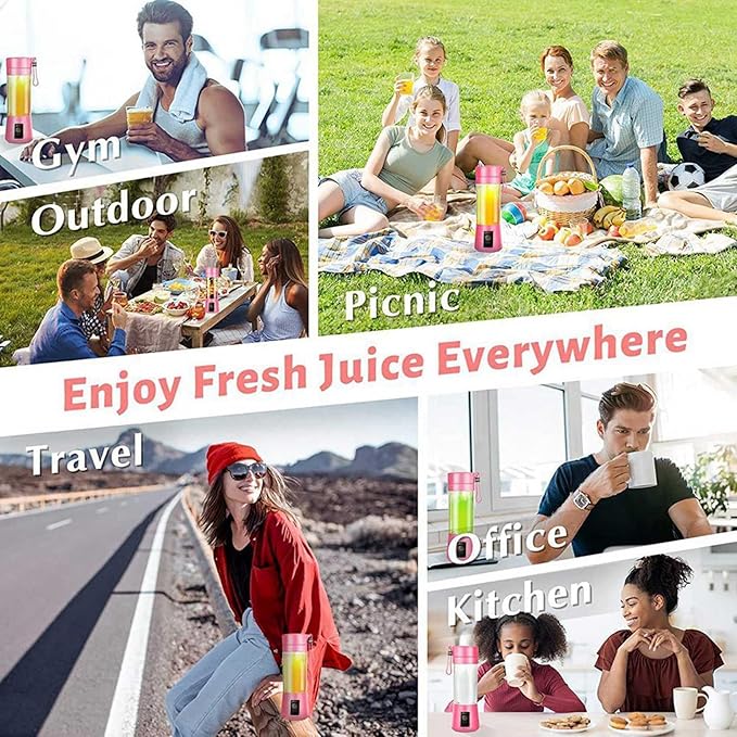 2X Blender Mini Blender for Shakes and Smoothies Rechargeable USB 380Ml Traveling Fruit Juicer Cup with 6 Blades